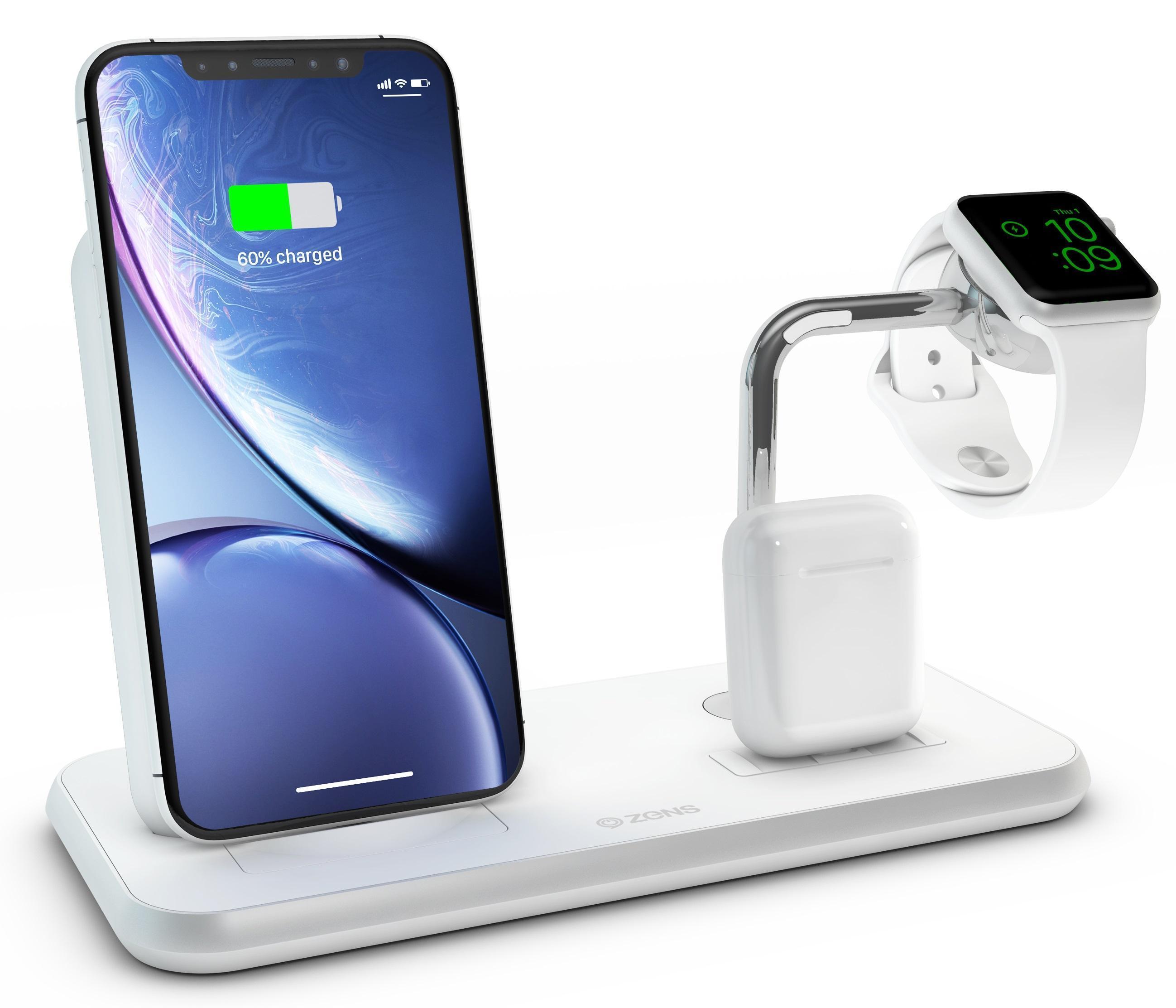 Док-станция Zens Dual Wireless Charher + Dock + Watch 10W. Цвет: белый