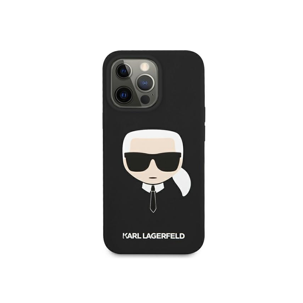 Чехол Lagerfeld для iPhone 13 Pro Max Liquid silicone Karl's Head. Цвет: чёрный