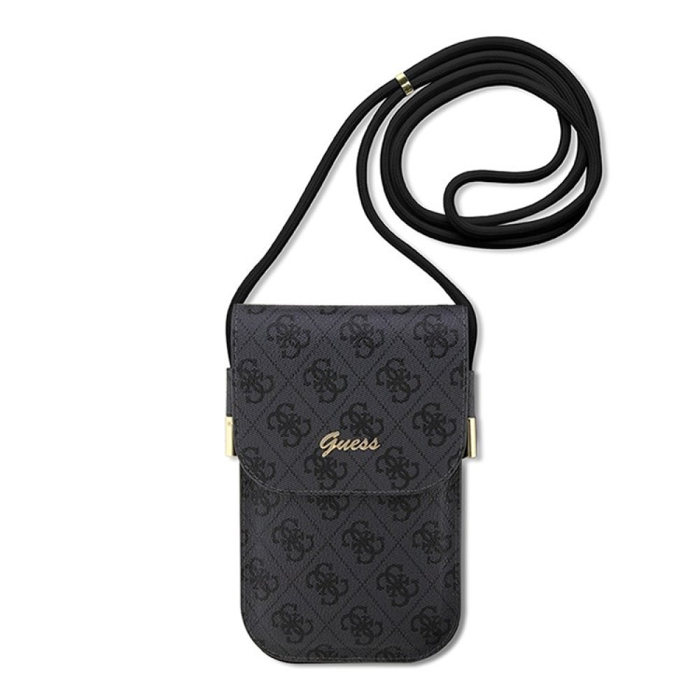 Сумка Guess Wallet Bag 4G Script metal logo with Cord для iPhone. Цвет: черный