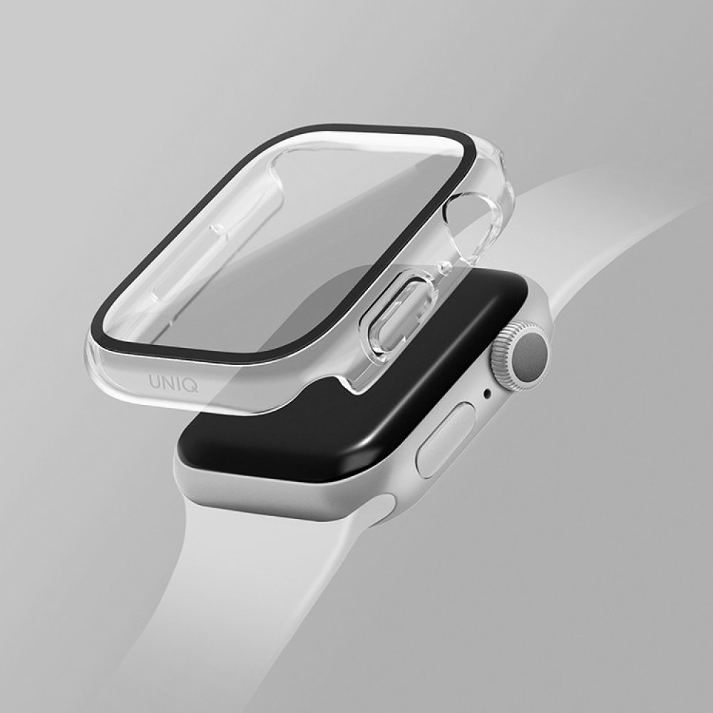 Чехол Uniq Nautic +9H glass влагозащищённый IP68 для Apple Watch 45мм. Цвет: прозрачный