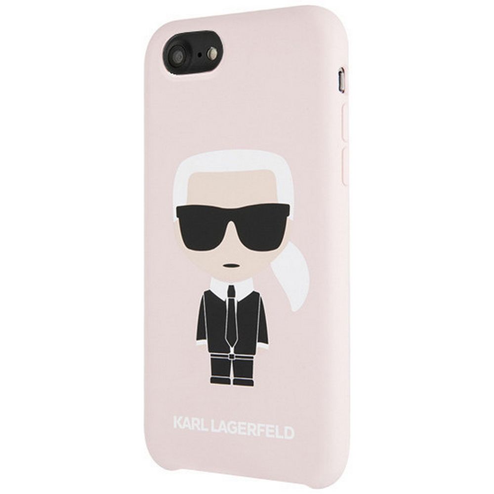 Чехол Lagerfeld для iPhone SE(2020)/8/7 Liquid Silicone Ikonik Karl Hard. Цвет: светло-розовый