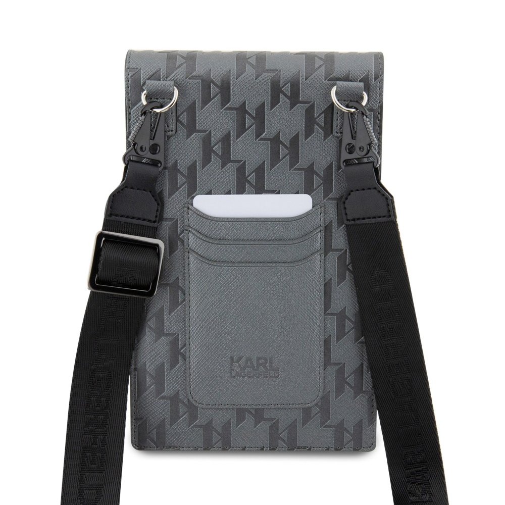 Сумка Lagerfeld Wallet Phone Pouch Saffiano Monogram для iPhone. Цвет: серебристый