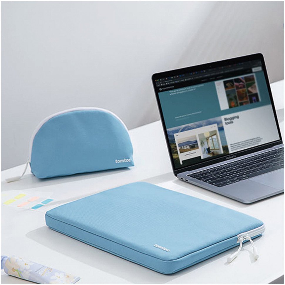 Чехол + органайзер Tomtoc TheHer Shell Laptop Sleeve Kit A27 для MacBook Air/Pro 13". Цвет: голубой