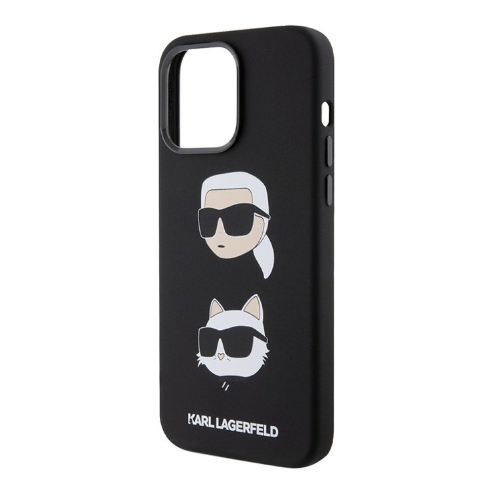 Чехол Lagerfeld Liquid Silicone NFT Karl & Choupette heads Hard для iPhone 15 Pro Max.Цвет: чёрный