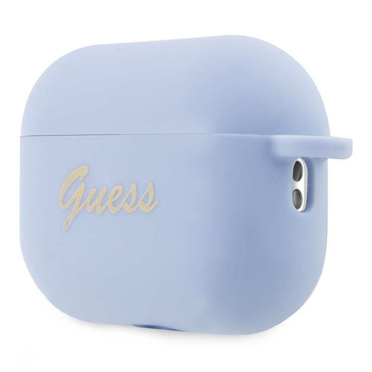 Чехол Guess Silicone Script logo with Heart charm для AirPods Pro 2. Цвет: синий