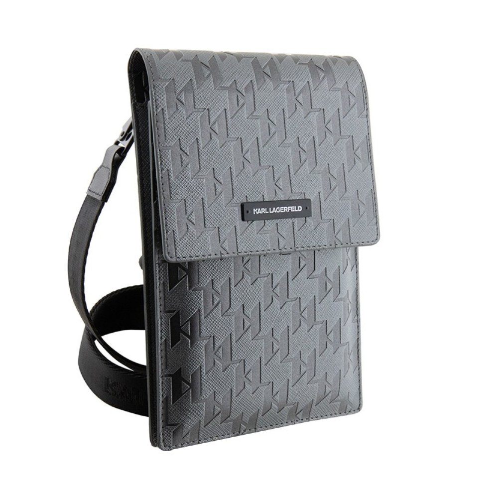 Сумка Lagerfeld Wallet Phone Pouch Saffiano Monogram для iPhone. Цвет: серебристый