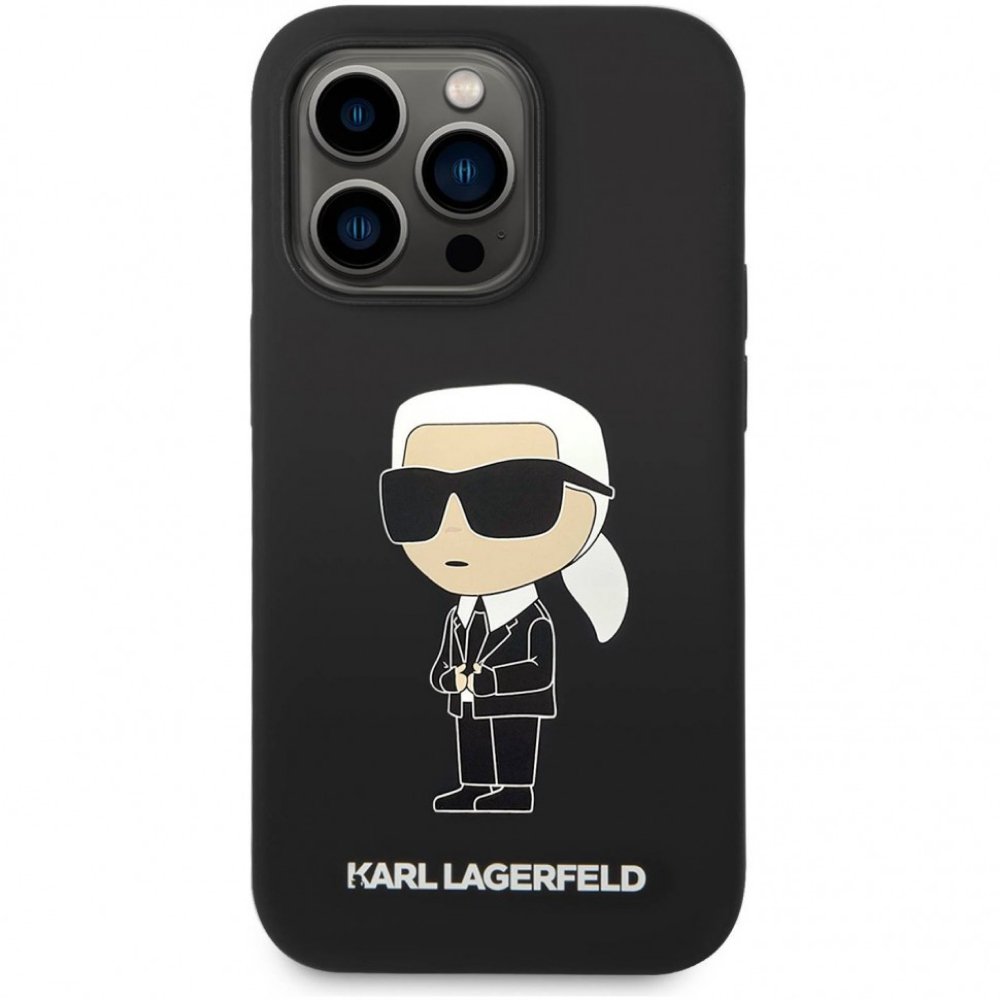 Чехол Lagerfeld для iPhone 14 Pro Max Liquid silicone NFT Karl Ikonik Hard. Цвет: чёрный