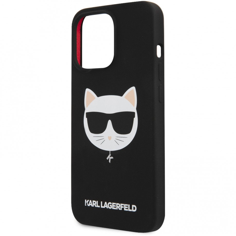 Чехол Lagerfeld для iPhone 13 Pro Max Liquid silicone Choupette Hard (MagSafe). Цвет: чёрный