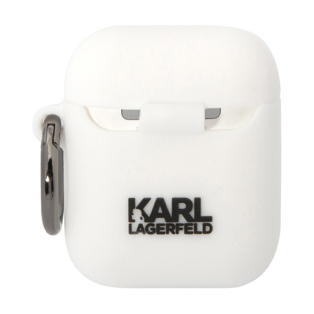 Чехол Lagerfeld Silicone case with ring Karl & Choupette для Airpods 1/2. Цвет: белый