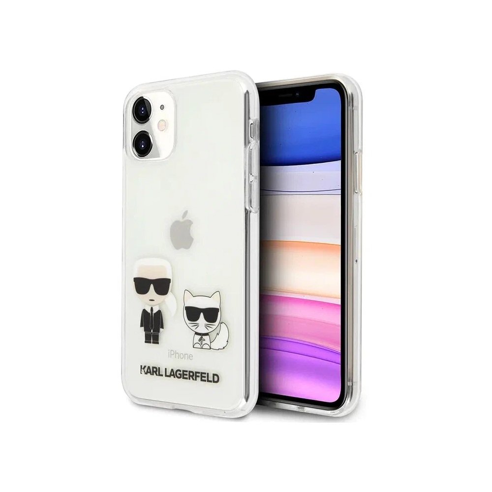 Чехол Lagerfeld для iPhone 11 PC/TPU collection Karl Iconik & Choupette Hard. Цвет: прозрачный