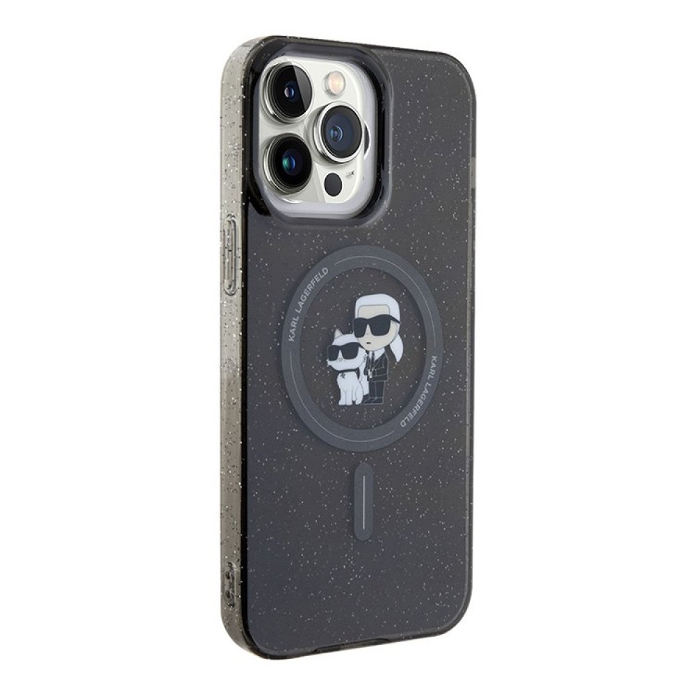 Чехол Lagerfeld PC/TPU NFT Karl & Choupette Glitter для iPhone 15 Pro Max (Magsafe).Цвет: черный