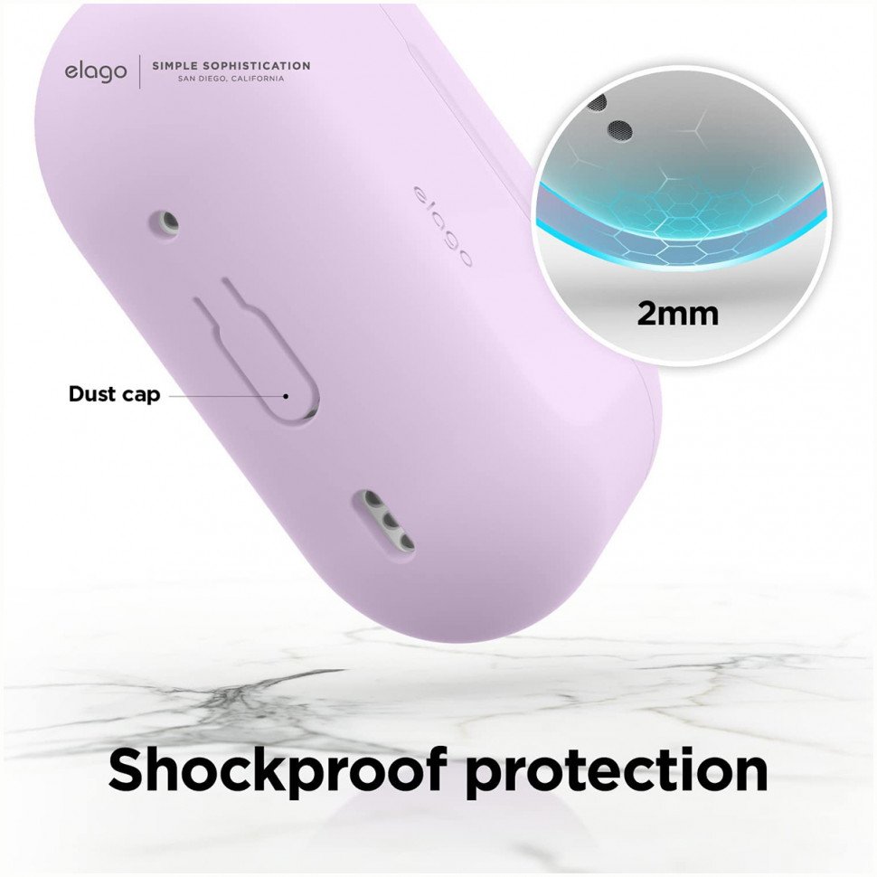 Чехол Elago Silicone Hang Case для AirPods Pro 2. Цвет: лавандовый