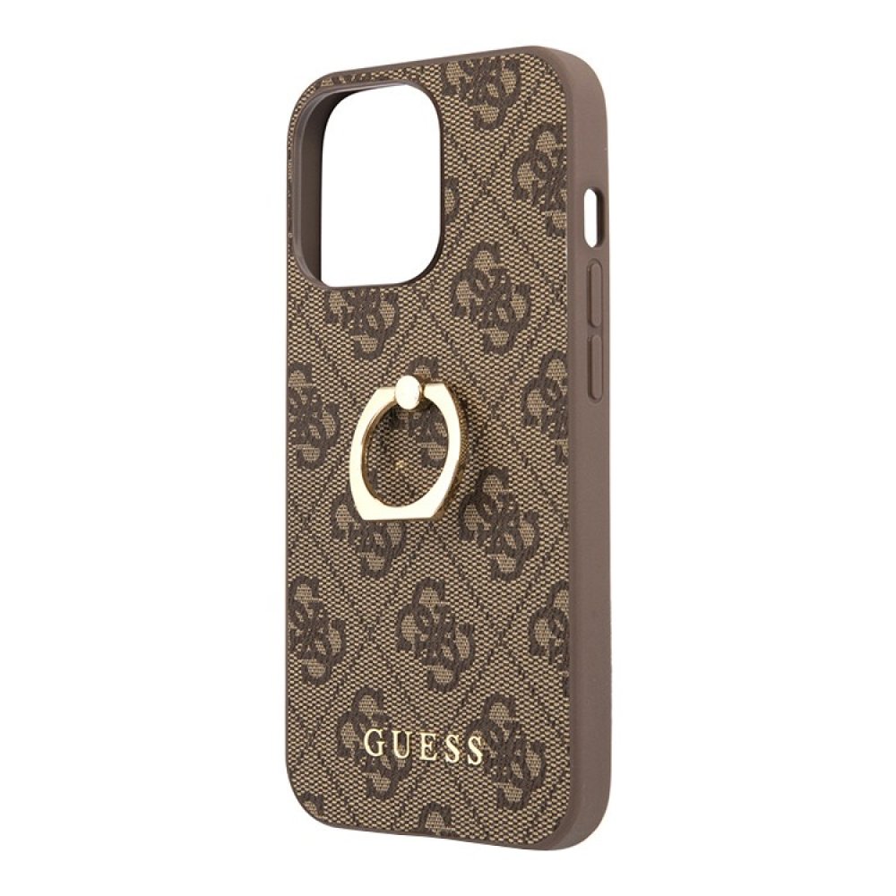 Чехол Guess для iPhone 13 Pro Max PU 4G + Ring Hard. Цвет: коричневый