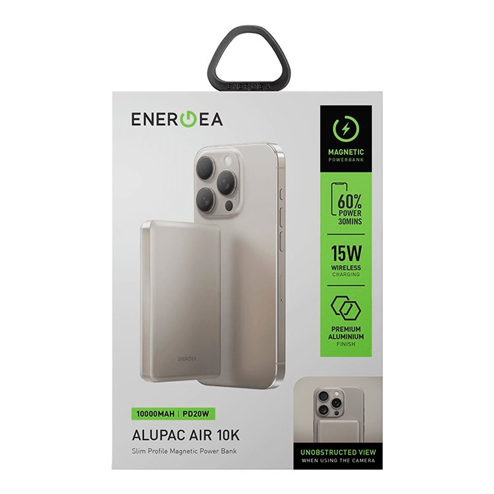 Внешний аккумулятор EnergEA AluPac AIR, 5000, 15W, Type-c 20W, Ultra Light. Цвет: природный титан