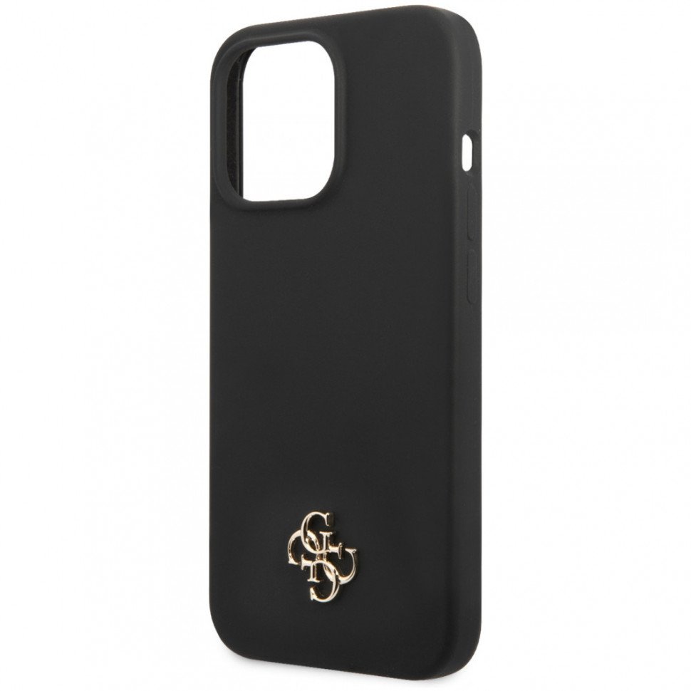 Чехол Guess для iPhone 13 Liquid silicone 4G Small metal logo Hard. Цвет: чёрный