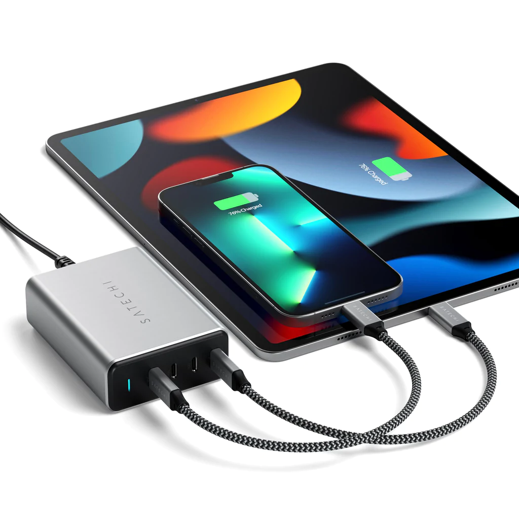 Сетевое зарядное устройство Satechi 165W USB-C 4-Port PD GaN Charger. Цвет: "Серый космос"