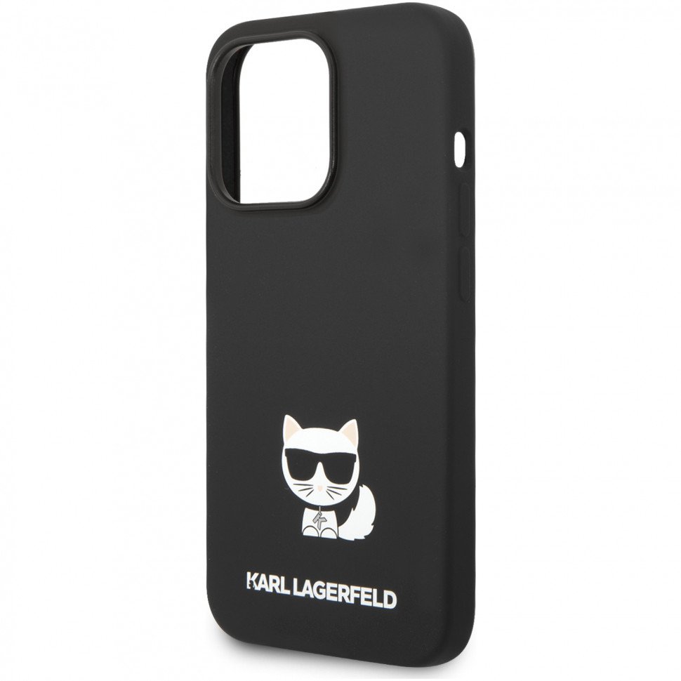 Чехол Lagerfeld для iPhone 14 Pro Max Liquid silicone Choupette body Hard. Цвет: чёрный