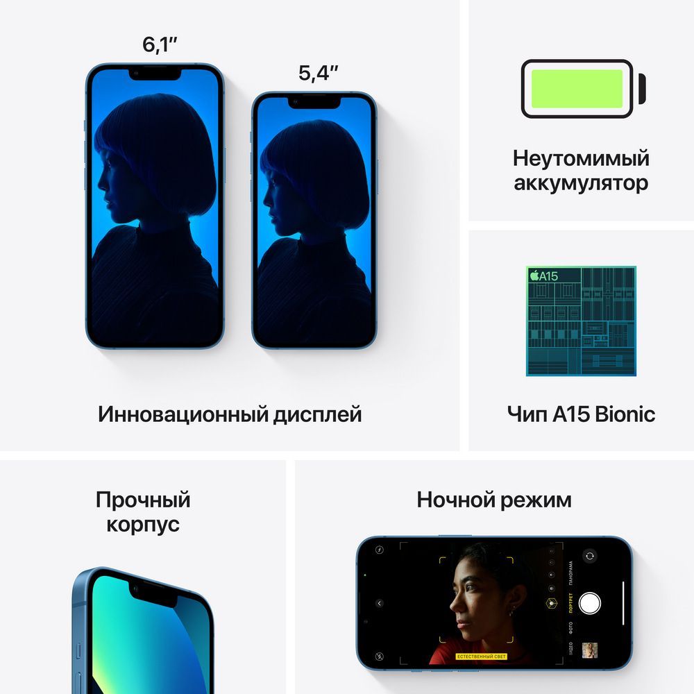 Смартфон Apple iPhone 13 128 ГБ (nano-SIM + eSIM). Цвет: синий