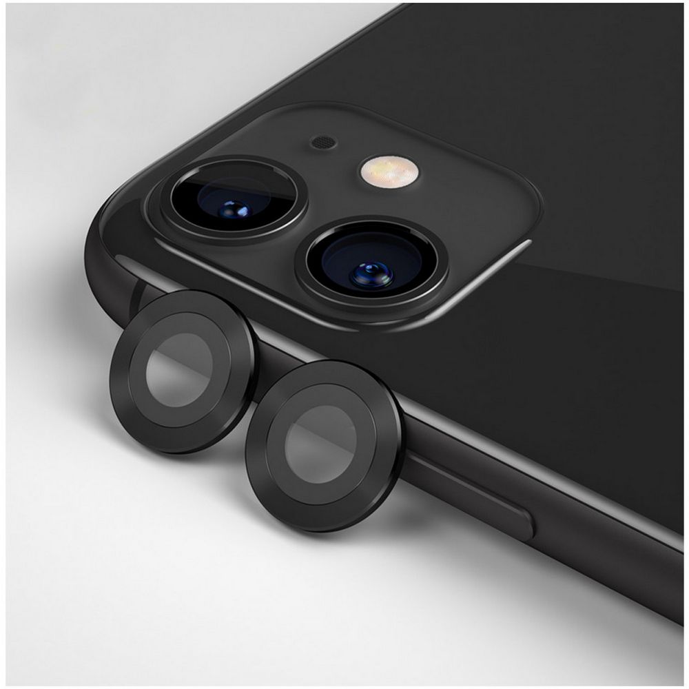 Стекло BlueO Camera Armor Lens (алюм.кромка, 2шт) для iPhone 11/12/12 mini, 0.26. Цвет: чёрный