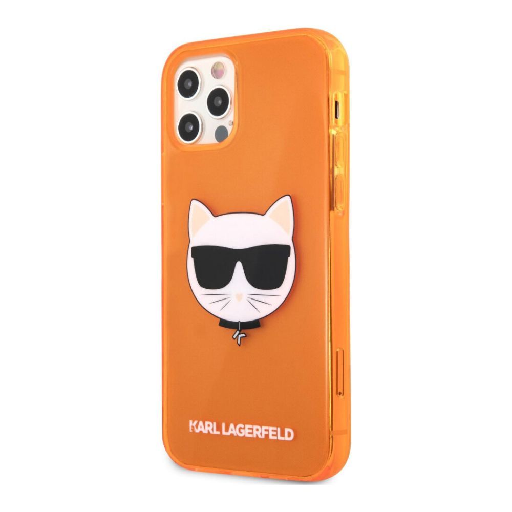 Чехол Lagerfeld для iPhone 12/12 Pro TPU FLUO Choupette Transp. Цвет: оранжевый