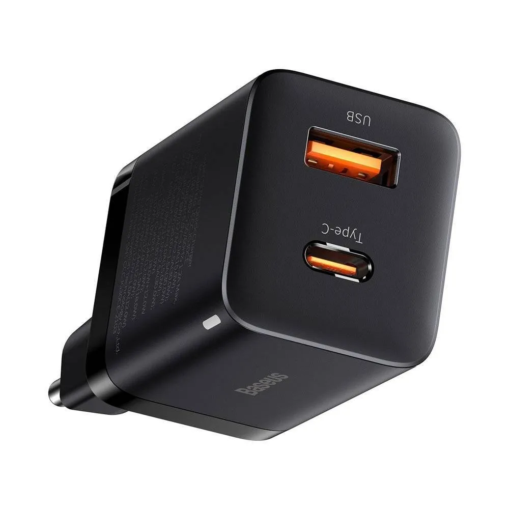 Адаптер питания Baseus USB + USB-C 30W Si Pro Quick Charger. Цвет: черный