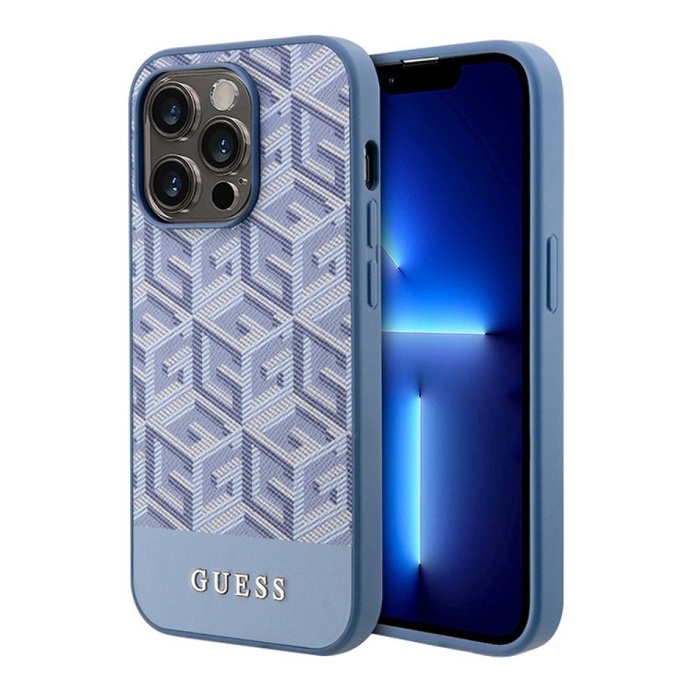 Чехол Guess PU G CUBE Hard MagSafe для iPhone 15 Pro Max. Цвет: синий