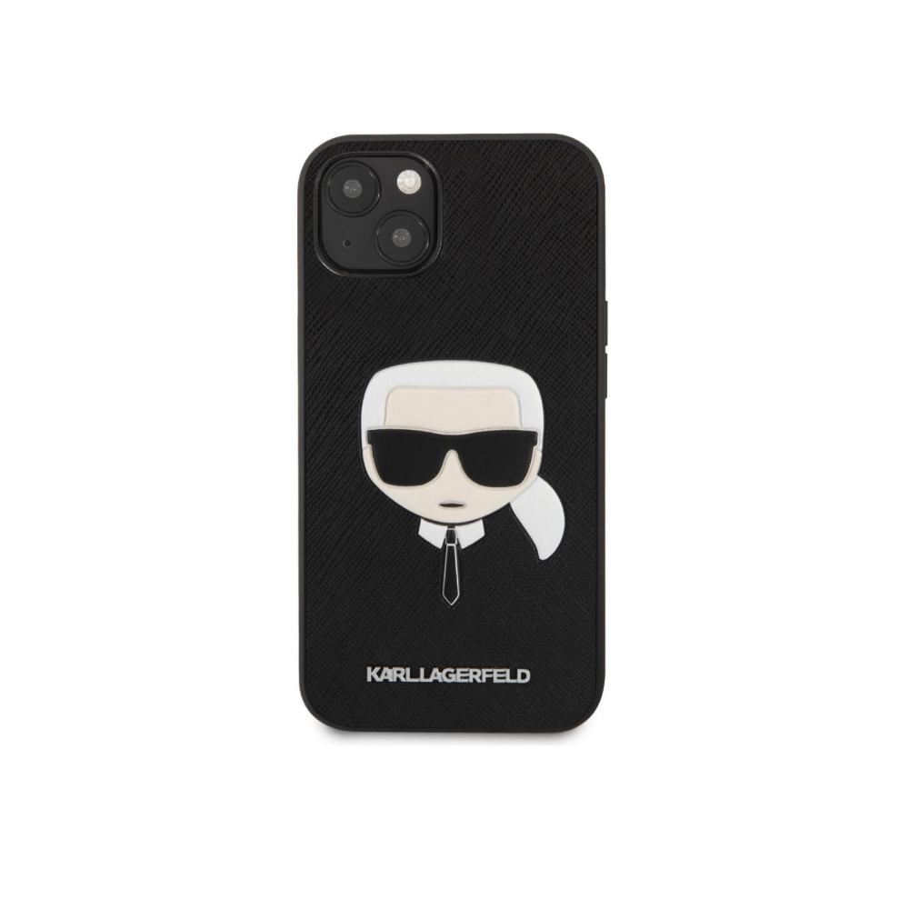 Чехол Lagerfeld для iPhone 13 PU Saffiano Karl's Head Hard. Цвет: чёрный