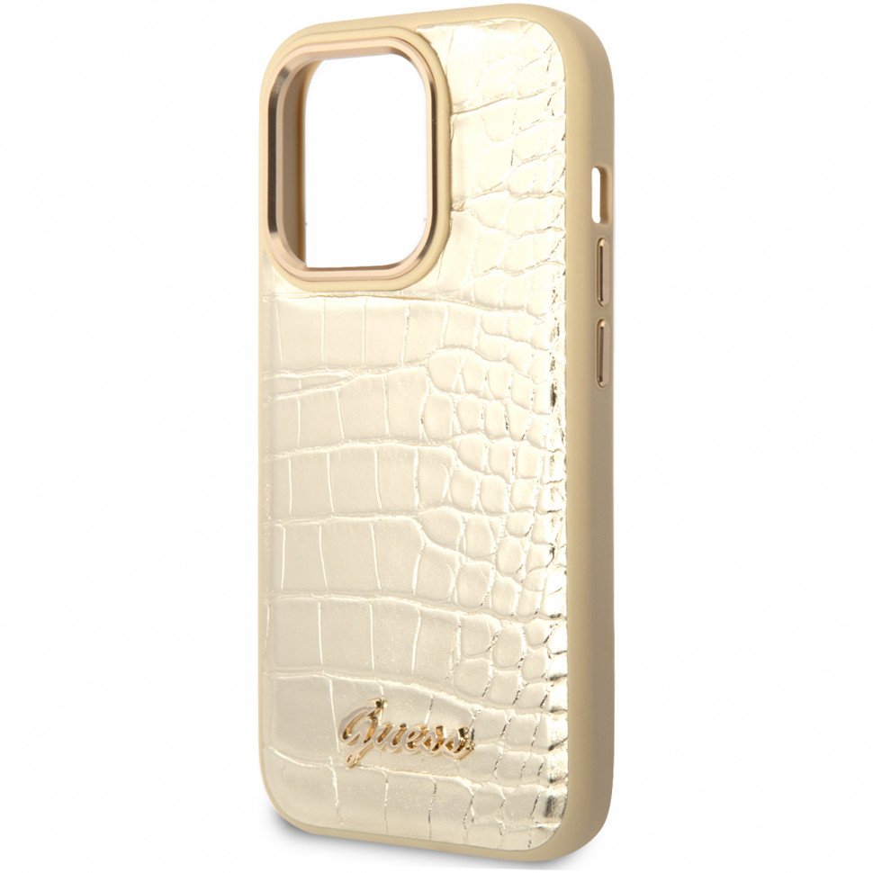 Чехол Guess для iPhone 14 Pro Liquid Glitter Paisley Hard. Цвет: золотой