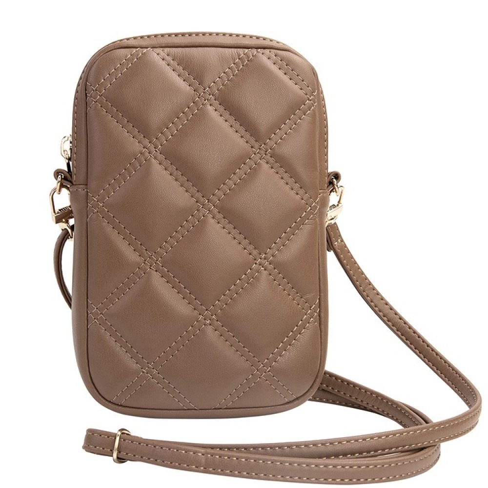 Сумка Guess Wallet Zipper Pouch Quilted 4G metal logo для iPhone. Цвет: коричневый