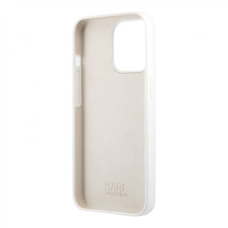 Чехол Lagerfeld для iPhone 13 Liquid Silicone Karl & Choupette Hard. Цвет: белый