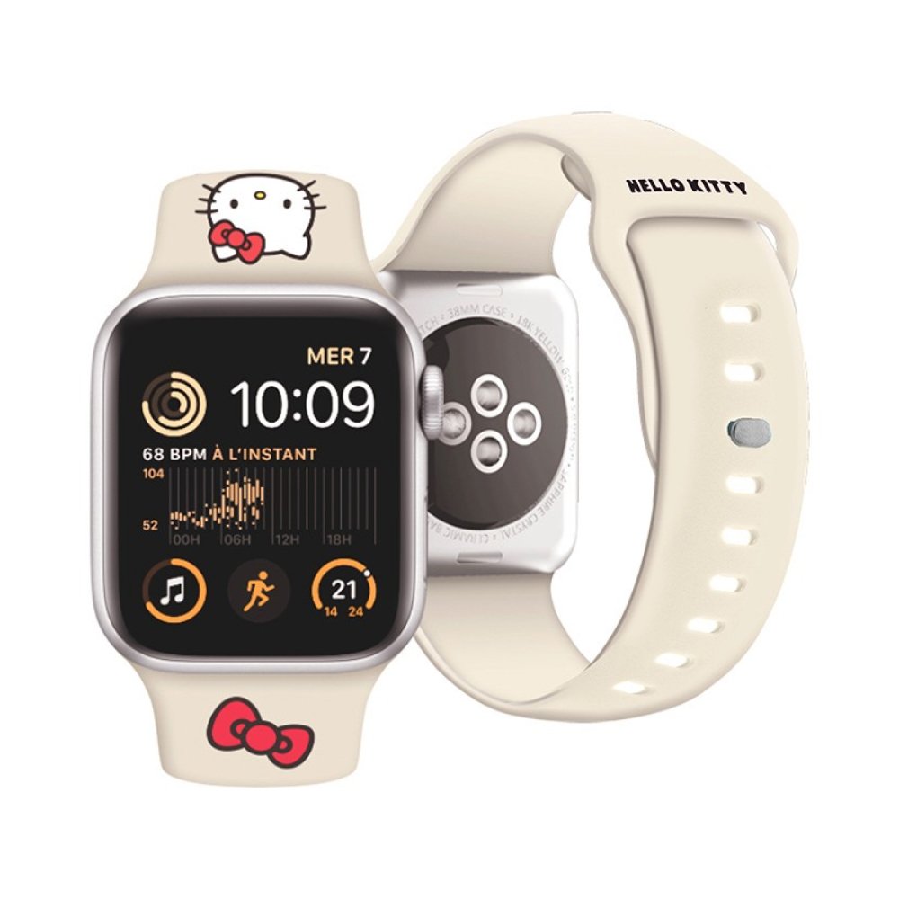 Ремешок силиконовый Hello Kitty Liquid silicon Kitty Head для Apple Watch 38мм/40мм. Цвет: бежевый