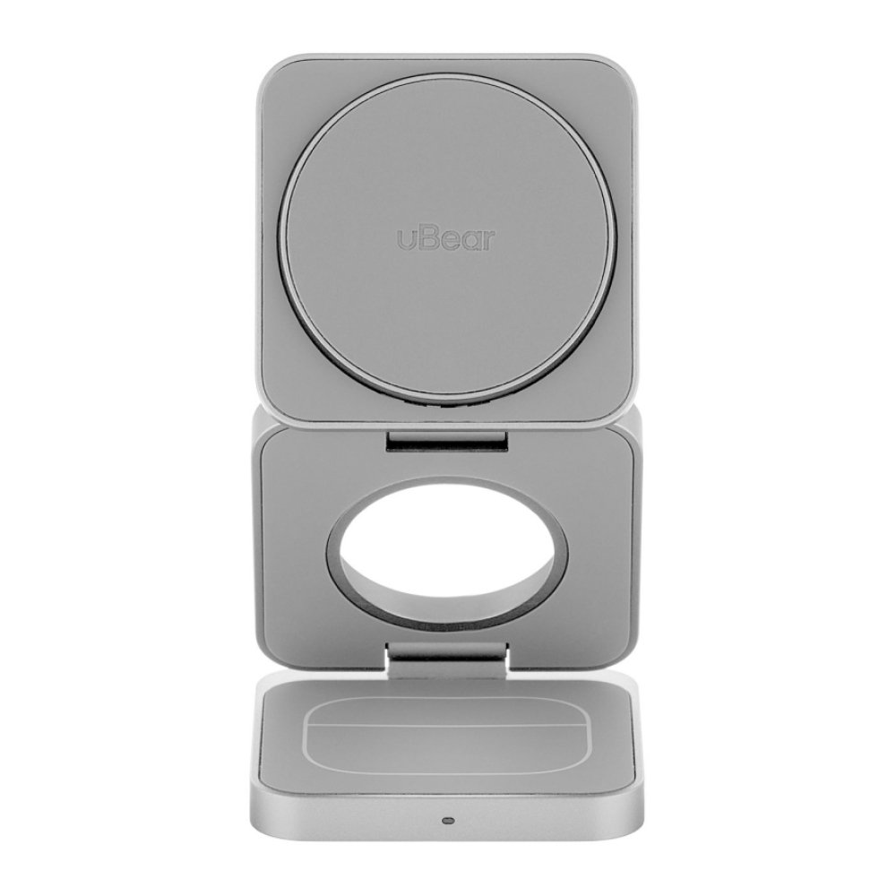 Беспроводное зарядное устройство uBear Balance 3 в 1, MagSafe, 15W. Цвет: серебро