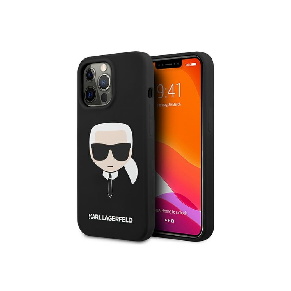 Чехол Lagerfeld для iPhone 13 Pro Max Liquid silicone Karl's Head. Цвет: чёрный