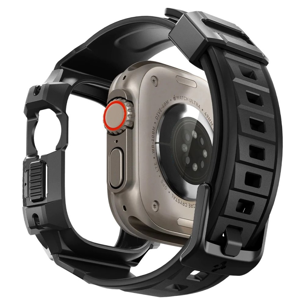 Ремешок и защитный чехол SPIGEN RUGGED ARMOR PRO для Apple Watch 49мм. Цвет: черный