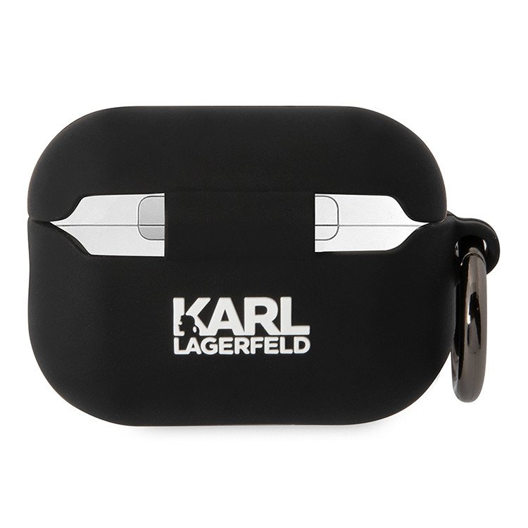 Чехол Lagerfeld NFT 3D Choupette для Airpods Pro 2 силиконовый с кольцом. Цвет: чёрный