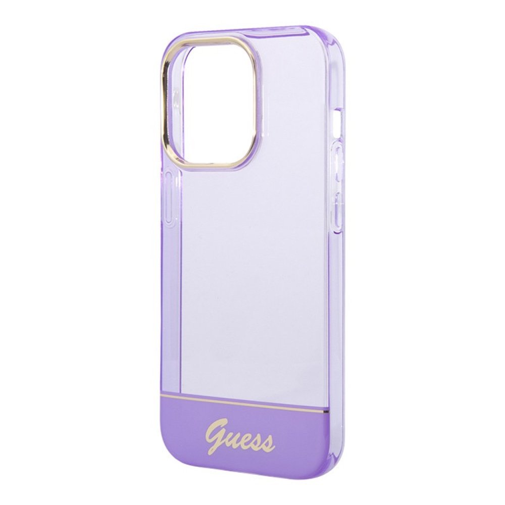 Чехол Guess для iPhone 14 Pro PC/TPU Translucent Electroplated camera Hard. Цвет: фиолетовый