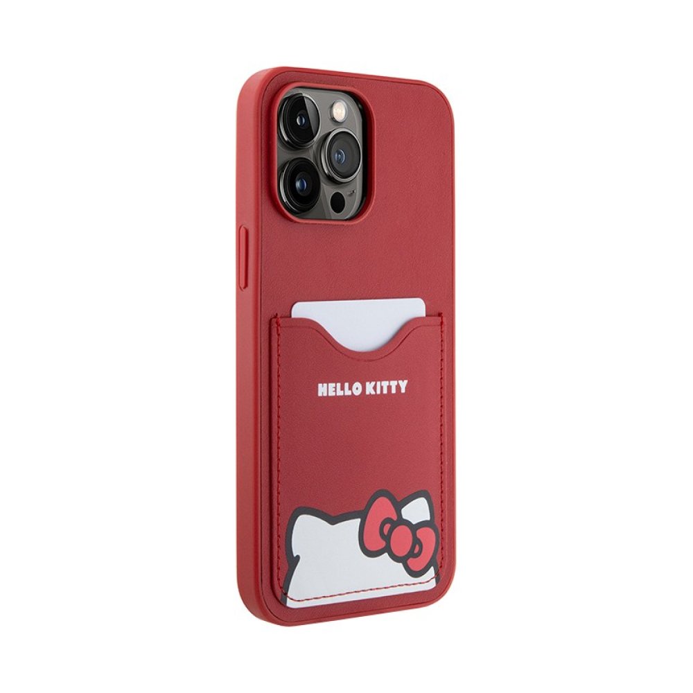 Чехол Hello Kitty Cardslot PU Leather Hidden Kitty для iPhone 14 Pro Max. Цвет: красный