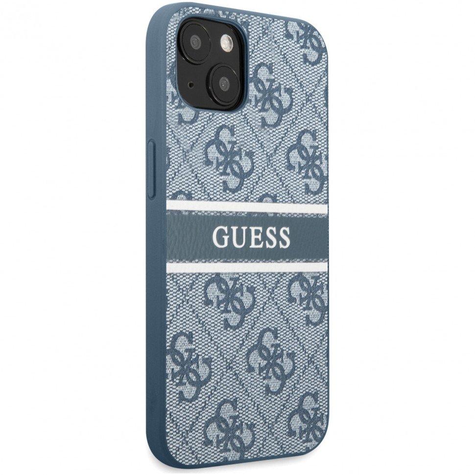 Чехол Guess для iPhone 14 Liquid Glitter Flower Hard. Цвет: синий