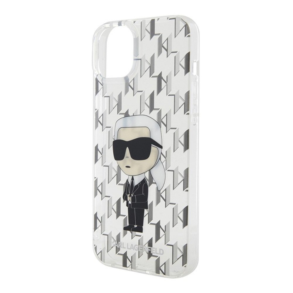 Чехол Lagerfeld для iPhone 15 PC/TPU Monogram NFT Karl Ikonik Hard. Цвет: прозрачный