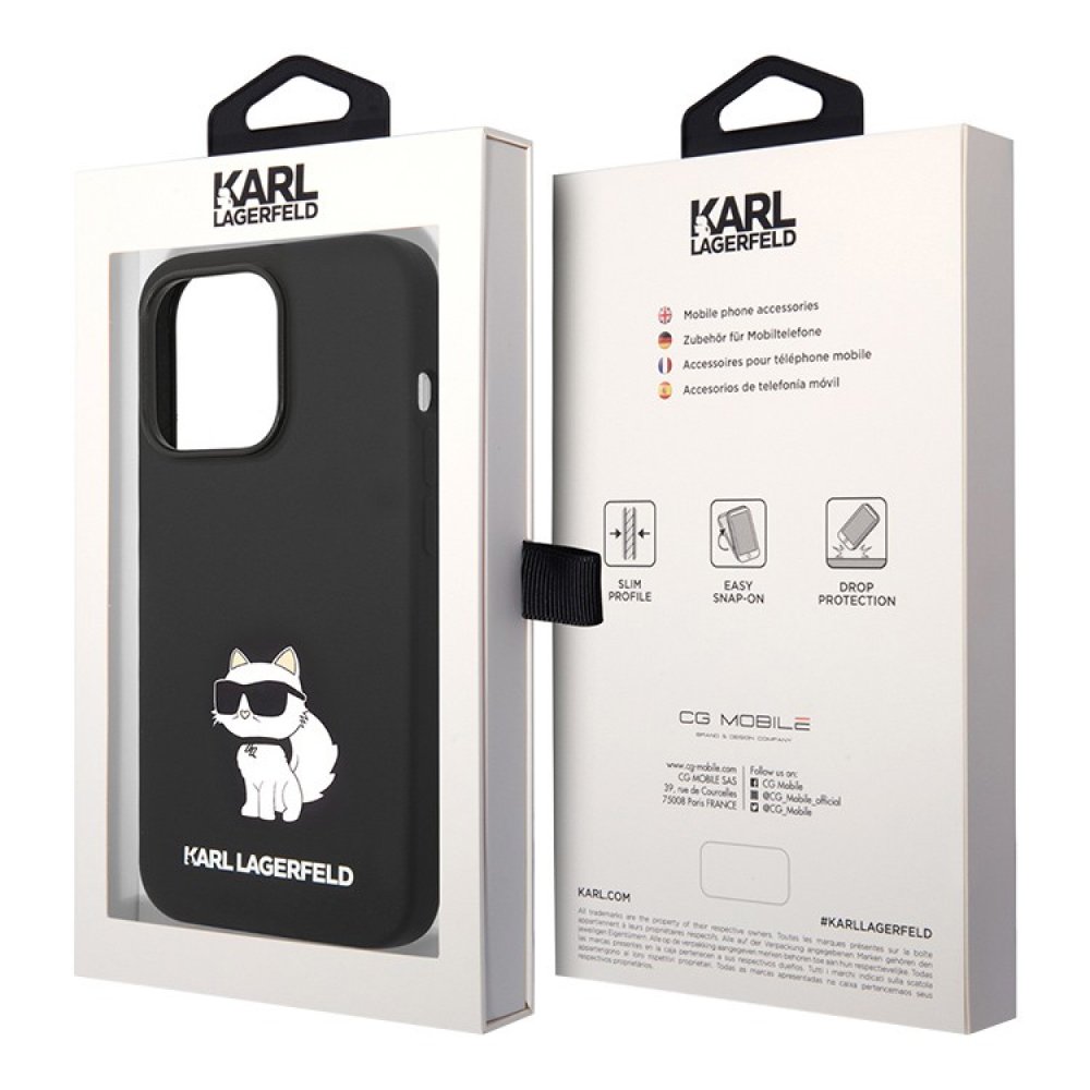 Чехол Lagerfeld Liquid silicone NFT Choupette Hard для iPhone 15 Pro. Цвет: чёрный