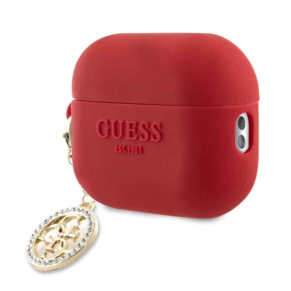 Чехол Guess Liquid Silicone with 4G Diamond charm для AirPods Pro 2. Цвет: фуксия