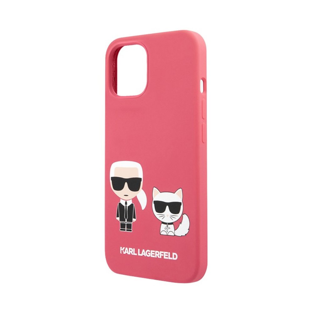 Чехол Lagerfeld для iPhone 13 Liquid silicone Karl & Choupette Hard. Цвет: фуксия