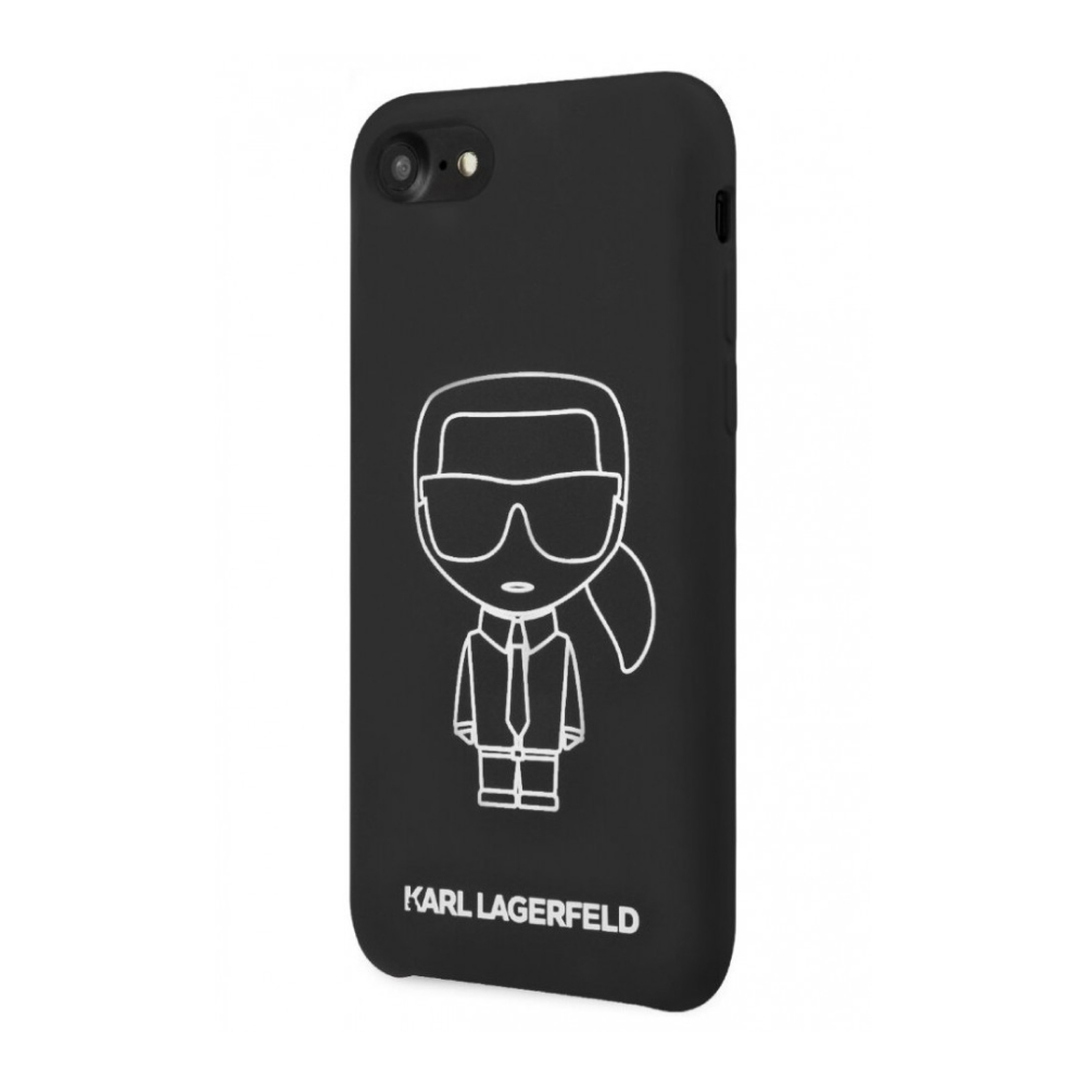 Чехол Lagerfeld для iPhone SE(2020)/8/7 Liquid Silicone Ikonik Karl Hard. Цвет: чёрный