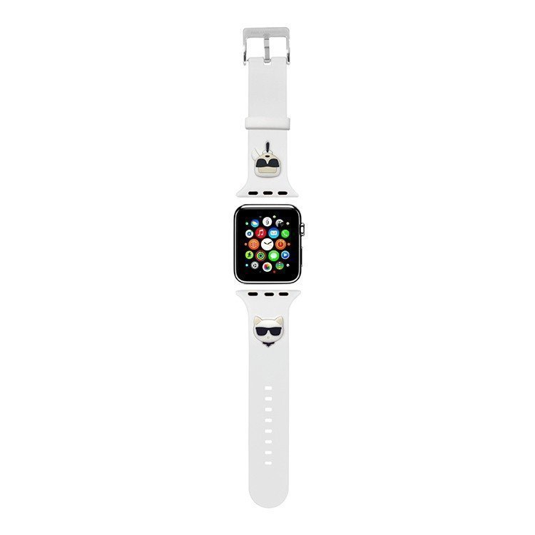 Ремешок силиконовый Lagerfeld Silicone Karl and Choupet heads для Apple Watch 42/44/45. Цвет: белый