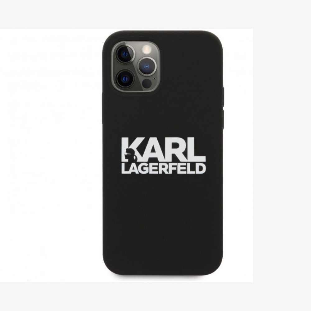 Чехол Lagerfeld для iPhone 12/12 Pro Liquid silicone stack logo. Цвет: чёрный