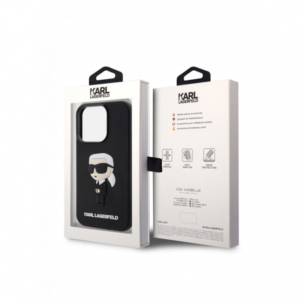 Чехол Lagerfeld для iPhone 14 Pro Max 3D Rubber NFT Karl Ikonik Hard. Цвет: чёрный