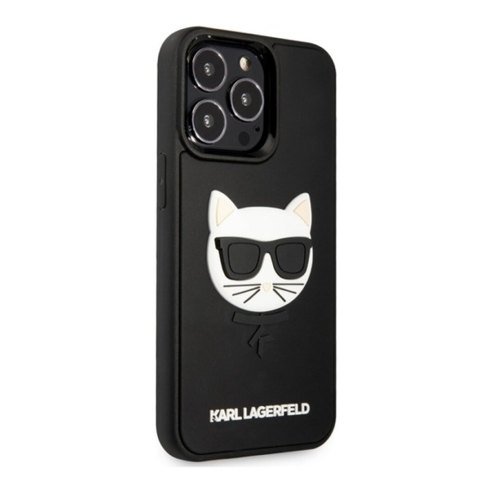 Чехол Lagerfeld для iPhone 13 Pro Max 3D Rubber Choupette's head. Цвет: чёрный