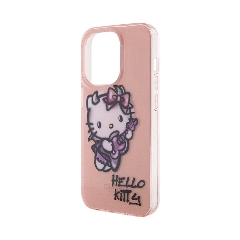 Чехол Hello Kitty PC/TPU Graffiti Guitar для iPhone 15 Pro. Цвет: розовый