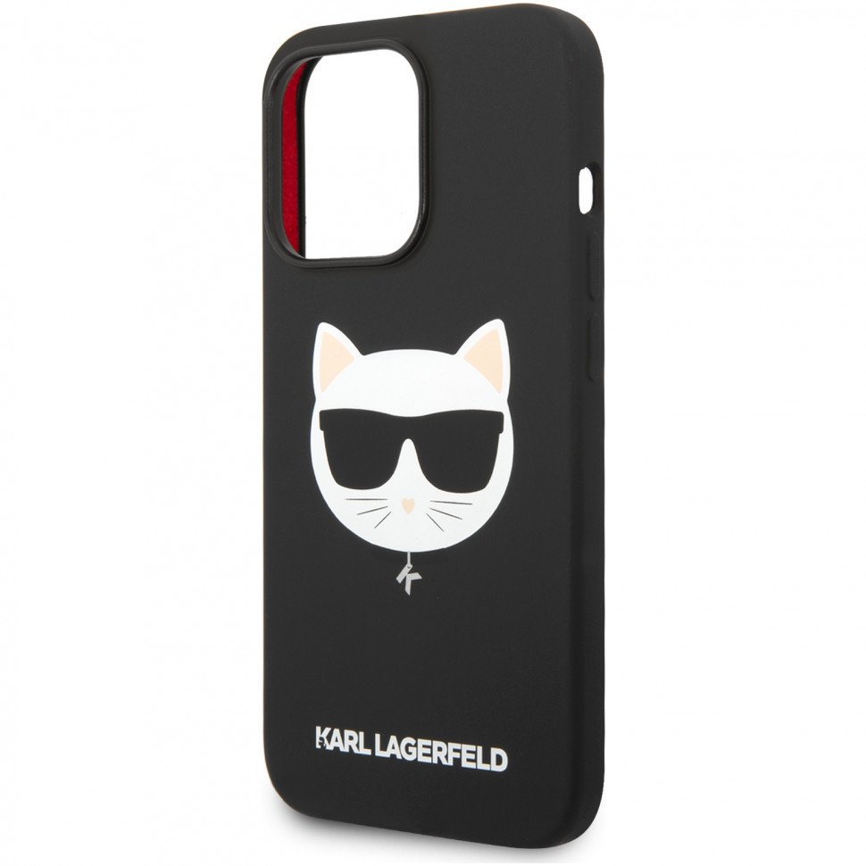 Чехол Lagerfeld для iPhone 14 Pro Max Liquid silicone Choupette Hard (MagSafe). Цвет: чёрный