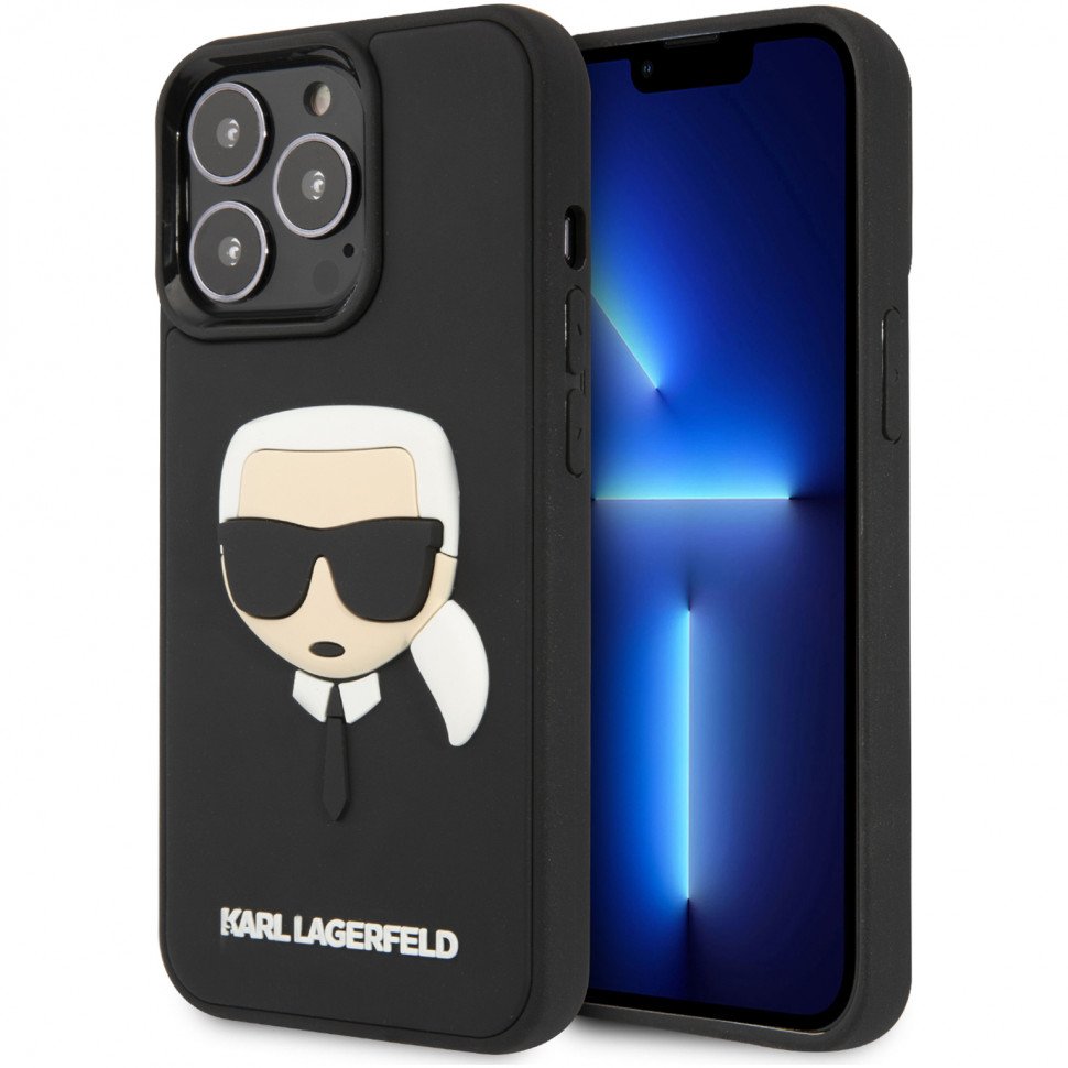 Чехол Lagerfeld для iPhone 14 Pro Max 3D Rubber Karl's head Hard. Цвет: чёрный